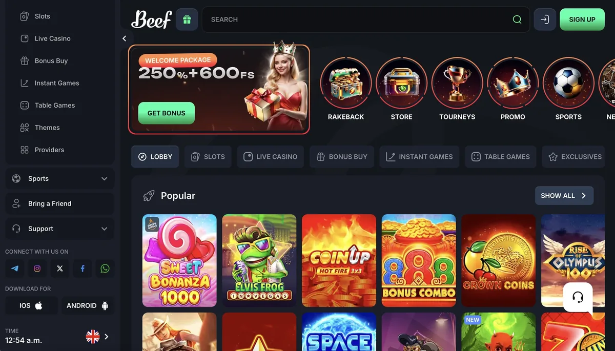 Beef Casino — no-KYC USDT casino