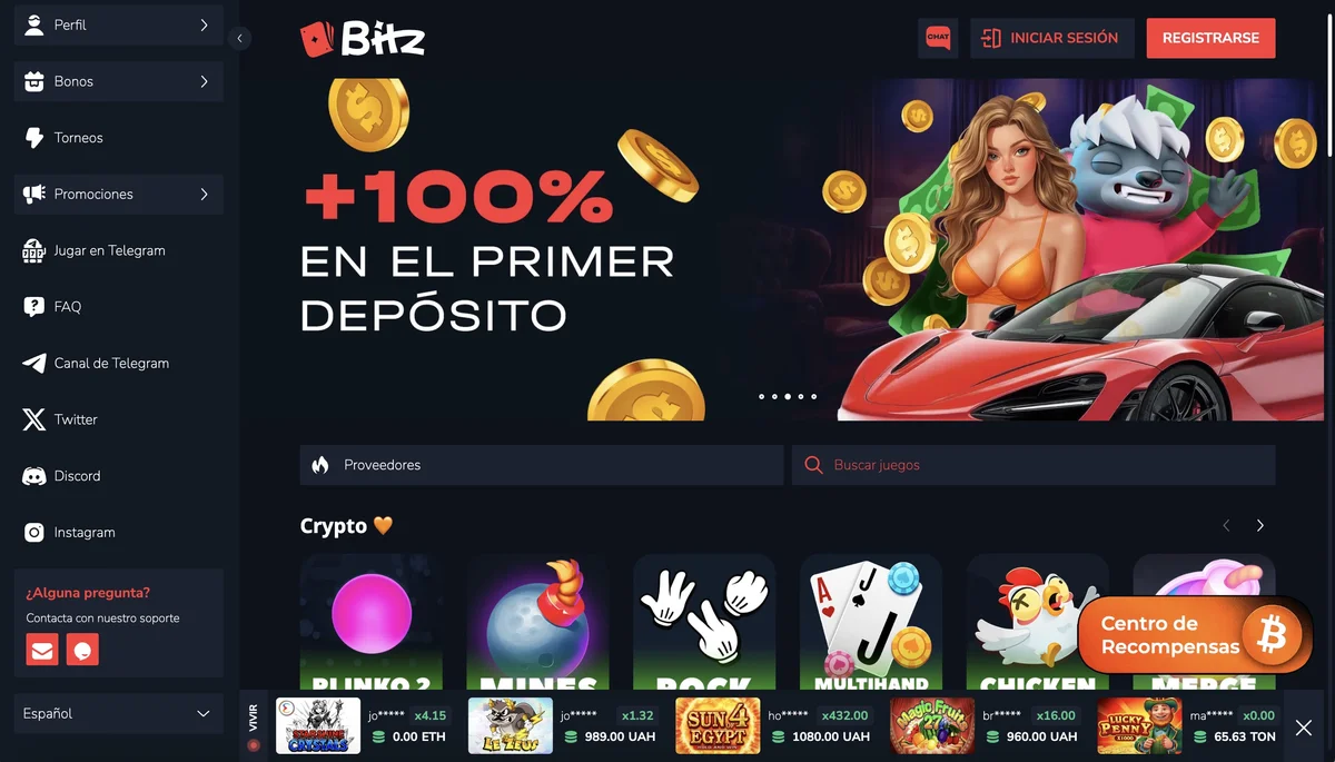 Bitz Casino — retiros USDT instantáneos