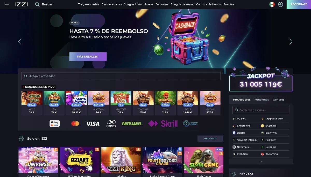IZZI Casino — nuevo casino USDT con diseño moderno